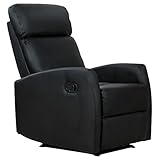 HOMCOM Poltrona Relax Reclinabile, Regolabile ed Ergonomica, in Pelle PU con Imbottitura, per Casa e Ufficio, 65x92x100 cm, Nera