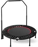 LIFERUN Trampolino da interno Ø 101 cm, pieghevole, per adulti e bambini, capacità di carico 150 kg, altezza del corrimano regolabile, allenamento di resistenza,Nero