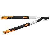 Fiskars Troncarami Telescopico con Lame Bypass SmartFit per Legno Verde, Lama con Rivestimento Antiaderente, Diametro Taglio: 5cm, Acciaio Temprato, Lunghezza Manico: 66-90cm, Nero/Arancione, 1013564