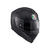 AGV K5 S ECE 22-05 Solid Casco Moto Integrale ECE 22-05 in Carbonio-Fibra di Vetro, con Visierino Parasole, Nero Opaco, XS