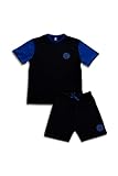 Inter, Pigiama Corto Ragazzo Cotone, T-Shirt Maniche Corte e Pantaloncino, Pigiama Uomo Cotone Leggero Estivo, 100% Jersey di Cotone, Blue e Nero