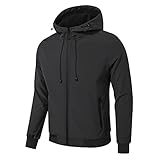 TONY BACKER Giacca Jacket Uomo Invernale Softshell Impermeabile Antivento con Cappuccio Giacca Calda Giubbotto Uomo Trekking Casual (M, Nero)