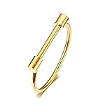 AILUOR Acciaio Inox D Forma Bar Vite Grillo Ferro di cavallo Novità Moda Bracciale Gioielli Bracciale, One Size, Metallo