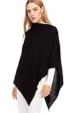 Marine Cashmere - Poncho in misto Cashmere da Donna, Delicato e Morbido Filato in Cashmere, MADE IN ITALY (Nero)