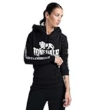 Lonsdale Sleeve Felpa con Cappuccio, Nero, L Donna