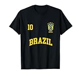 Squadra Calcio Brasile Numero 10 Bandiera Brasiliano Maglietta