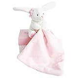 Doudou et Compagnie - Scatola con fiori e pupazzetto a forma di coniglio con fazzoletto di peluche, rosa, Codice dell’Articolo: DC3337