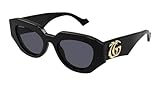 Gucci GG1421S-001-56 - Occhiali da sole femminili - Shiny Solid Black, Nero