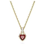 Swarovski Stilla Collana Pendente, con Cristalli e Zirconia Swarovski con Taglio a Cuore, Placcato in Tonalità Oro, Rosso