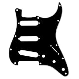 Musiclily 11 Fori SSS Battipenna Strat ST per Chitarra Elettrica Fender USA/Messico Stratocaster Standard Stile Moderno,3 strati Nero