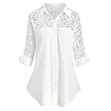 Chenlao7gou621 Camicia da Donna Taglie Forti con Cuciture in Pizzo da Donna