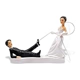 Topper per Torta con Statuine Sposi, Decorazione Nuziale Coppia Statuette Figure Sposo e Sposa Corda Matrimonio Sposalizio Divertente in resina - Altezza h 13cm