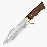 Hobby Hut HH-340 Coltello da Caccia con Fodero, 34,29 cm Coltello Bushcraft in Acciaio 420C, Coltello a Lama Fissa, Manico in Legno di Noce Progettato per la Caccia e Il Campeggio