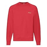 Fruit of the Loom Felpa classica Raglan con logo vintage sul petto, Rosso – Logo vintage piccolo, L