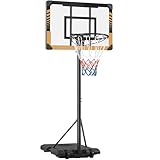 Yaheetech Canestro Basket Esterno Interno Camera Portatile con Colonna Tabellone Canestro Altezza Regolabile 226-256 cm