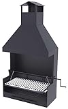 Barbecue a carbonella e legna Griglia in acciaio inox da 80 cm - Con sollevatore paravento e cappa