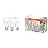 Osram Base Clas a Lampada LED E27, 13 W, Luce Calda, 3 Unità (Confezione da 1) & LED BASE Classic A75, lampade LED a filamento chiaro in vetro per base E27, forma di lampadina, bianco caldo