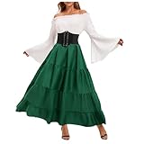 BMKKTOP Abiti da Sera Gonna per Albero di Natale cm 200 Vestiti cicciobello Abito Donna Maniche Lunghe Vestito Sposa Abito Completo Donna Vestito Rapunzel Vestito Halloween Donna Vampiro Vestiti da