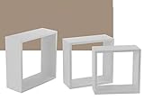 GICOS SRL Set 3 Mensole Parete 30/27 / 24 cm Moderne Design Cubo Mensola Scaffale Legno MDF Bianco