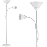 MONZANA® Piantana Lampada da Terra 175cm 2 Luci E27 E14 Luce da Lettura con Braccio Regolabile Lampade a Stelo Soggiorno