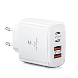 Caricatore USB C, 40W 4-Porte Spina USB C Presa Multipla USB A + Caricatore Rapido Tipo C, Carica Spinotto USBC Alimentatore Caricabatterie per iPhone 15 14 13 Pro Max 12 11 SE XS XR 8,iPad,Samsung