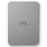 LaCie Mobile Drive Moon, 1TB, Unità disco portatile esterna, Argento, USB-C 3.2, per PC e Mac, riciclata post consumo, con piano Tutte le applicazioni di Adobe e servizi Rescue (STLP1000400)