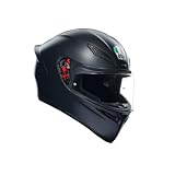 AGV - Casco K1 S E2206, Casco Moto Integrale ECE da Uomo, Stile Racing con Spoiler Aerodinamico, Prese d Aria e Visiera Antigraffio, Campo Visivo 190°, Predisposizione Interfono, Nero Opaco