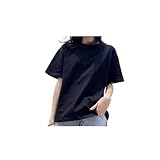 VIPAVA Maglia Manica Corta da Donna A Loose And Versatile Half Sleeved Basic Top for Women with Short Sleeves (Color : Black, Size : 3XL)