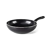 GreenChef Diamond Wok Antiaderente in Ceramica da 28 cm/3,7 litri, Senza PFAS, Senza PFAS, Adatto all induzione, Sicuro in Forno fino a 160˚C, Lavabile in Lavastoviglie, Nero