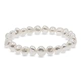 Secret & You Bracciale perle coltivate d acqua dolce barocche bianche o colorate - Le perle sono 8-9 mm - 18cm di fascia elastica - Disponibile in diversi colori