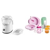 Chicco Cuocipappa Multifunzione Easy Meal per lo Svezzamento, Omogeneizzatore per Neonati e Bambini & Set per la Pappa Composto da Tazza Training Cup, Primo Cucchiaio, Piatto Pappa Calda