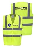 WIXSOO Gilet Soccorritore Alta Visibilità con Bande Catarifrangenti (XXL, GIALLO FLUO)