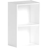 Vida Designs Oxford, Libreria a cubi a 2 ripiani, in legno, per esporre e conservare, per ufficio e soggiorno, bianco