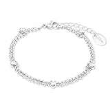 s.Oliver bracciale in acciaio inossidabile da donna, gioiello da braccio, 16+4 cm, argento, fornito in confezione regalo per gioielli, 2022713