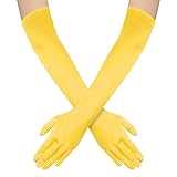 NQEUEPN Guanti Lunghi da Donna, 52cm Long Gloves Guanti Lunghi Raso Guanti da Opera Elastici Degli Anni  20 Cura delle Mani Guanti Idratanti per Donne Ragazze Ballo Serale (Giallo)