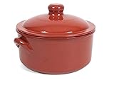 PENTOLA TEGAME CASSERUOLA ARGILLA TERRACOTTA CON COPERCHIO 25 CM ARTIGIANALE