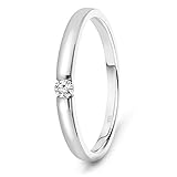Miore anello solitario di fidanzamento da donna con diamante 0,05 ct in oro bianco 8 carati oro 339