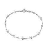 Amberta Bracciale da Donna in Argento Sterling 925 Lunghezza 19 cm: Maglia Sfere 1.1/3.2 mm