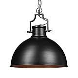 Relaxdays Lampada a sospensione design industrial look shabby, per sala da pranzo, LED E27, lampadario Ø 40,5 cm, nero