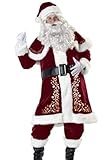 PDYLZWZY Costume da Babbo Natale per adulti, set da 7 pezzi, costume da Babbo Natale per gli uomini durante le vacanze di Natale, costume da Babbo Natale (rosso #1, XXL)