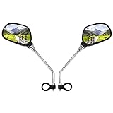 Arkham Specchietto retrovisore per bicicletta Specchietto retrovisore per bicicletta elettrica, set di specchietti sterzanti in 2 pezzi con riflettore bianco flessibile, supporto regolabile e morsetto