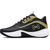 Under Armour UA Lockdown 7, Scarpa da Basket Unisex-Adulto, Black/Black/Metallic Gold, 45 EU