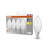 Osram LED Base Classic B Lampada, a Forma di Candela con Attacco E14, non dimmerabile, Sostituisce 5,0W = 40 watt, opaca, Bianco Caldo, 2700 Kelvin, Confezione da 4