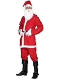 SMIFFYS Costume Babbo Natale, Rosso, con giacca, pantaloni, barba, cappello e cintura