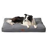 Bedsure Cestino per cani di grandi dimensioni, impermeabile, cuscino per cani in tessuto Oxford, tappeto ideale per cani, L, materasso per letto, cane, lavabile, grigio, 91 x 68 x 10 cm