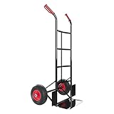 Carrello Portapacchi A Mano Portata 200 Kg Con Ruote Pneumatiche Rinforzate Telaio In Acciaio Tubolare Trasporto Pacchi Grandi Portacasse Portasacchi 45 x 50.5 x 116 Cm (Nero)