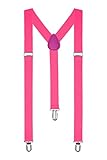 Boolavard Bretelle Uomo Donna Unisex forma a Y regolabile ed elastico per i pantaloni molto forti Clip vari colori (Rosa)