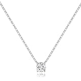 Punto Luce Collana Donna Argento 925 Pietra di Zirconia Cubica Collana Solitario Gioielli Regalo Donna Compleanno Natale Anniversario