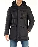 MUSEUM Uomo Giacca Parka con Cappuccio Gary Lunghezza 3/4 Imbottitura in Vera Piuma Mmw22007 Nero Blk Beauty 332