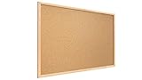 ALLboards Lavagna in Sughero con Cornice in Legno 90x60cm, Bacheca Sughero per Puntine Spille Memoboard